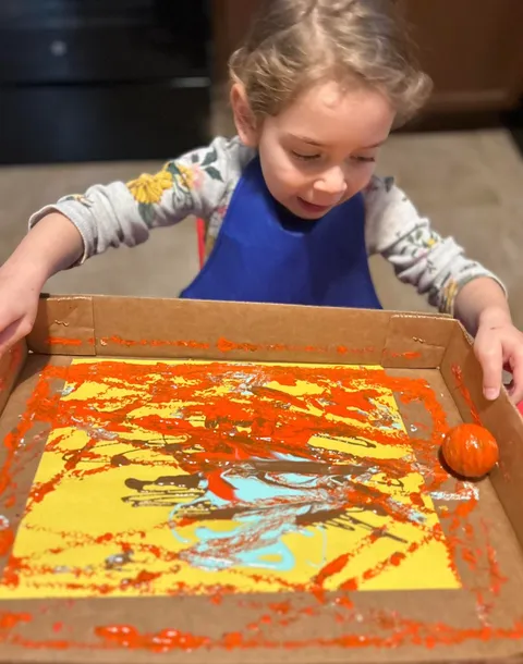 Kids doing crafts at daycare